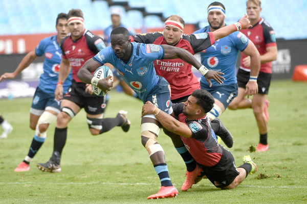 PRETORIA, SOUTH AFRICA - FEBRUARY 05: Madosh Tambwe of the Bulls during the United Rugby Championship match between Vodacom Bulls and Emirates Lions at Loftus Versveld Stadium on February 05, 2022 in Pretoria, South Africa. (Photo by Lee Warren/Gallo Images)