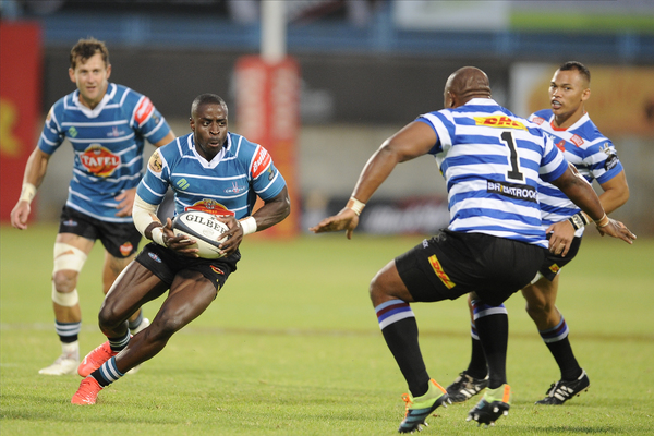KIMBERLEY, SOUTH AFRICA - FEBRUARY 18: Sibabalo Qoma of Tafel Lager Griquas during the Carling Currie Cup match between Tafel Lager Griquas and DHL Western Province at Tafel Lager Park on February 18, 2022 in Kimberley, South Africa. (Photo by Charle Lombard/Gallo Images)