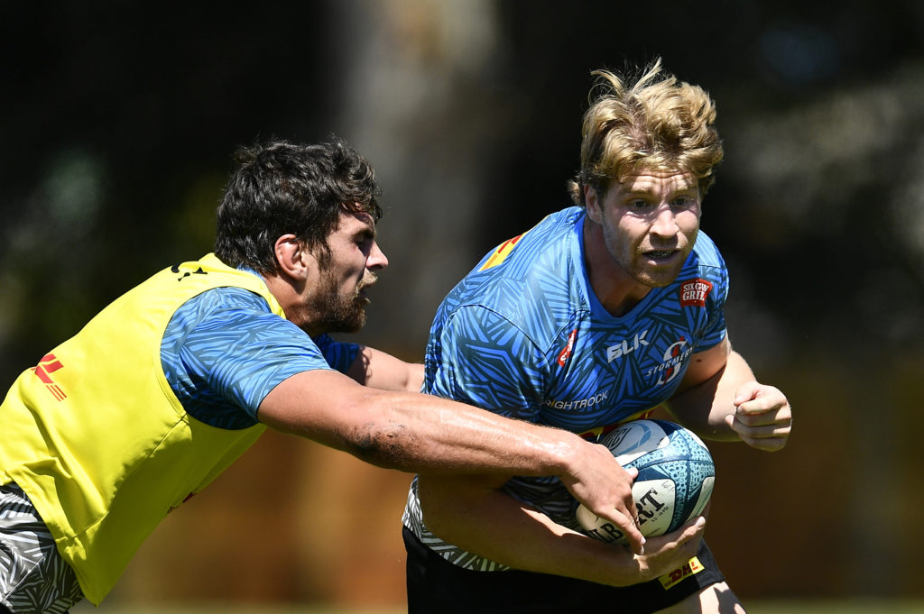 CAPE TOWN, SOUTH AFRICA - FEBRUARY 21: Evan Roos during the DHL Stormers training session at High Performance Centre on February 21, 2022 in Cape Town, South Africa.