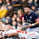 EDINBURGH, SCOTLAND - NOVEMBER 19: Scotland's Ali Price in action during the Autumn Nations Series match between Scotland and Japan at BT Murrayfield, on November 20, 2021, in Edinburgh, Scotland.