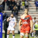 Eben ETZEBETH of Toulon celebrate the victory with with the tear-away jersey after the Top 14 match between RC Toulon and Union Bordeaux Begles at Felix Mayol Stadium on February 12, 2022 in Toulon, France.