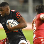 Aphelele Fassi of the Sharks during the United Rugby Championship 2021/22 match between the Sharks and Llanelli Scarlets held at Kings Park in Durban on 11 March 2022 ©Gerhard Duraan/BackpagePix