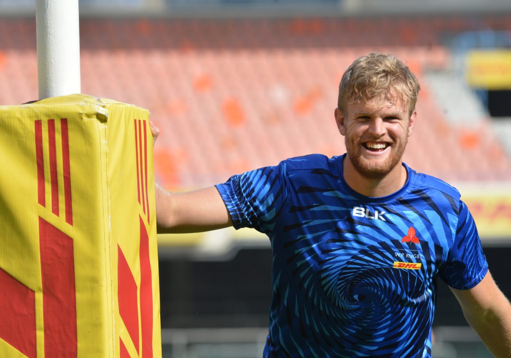 CAPE TOWN, SOUTH AFRICA - AUGUST 07: David Meihuizen of DHL Western Province warm up before the Carling Currie Cup match between DHL Western Province and Toyota Cheetahs at DHL Newlands on August 07, 2021 in Cape Town, South Africa.
