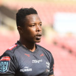 JOHANNESBURG, SOUTH AFRICA - JANUARY 22: Sbu Nkosi of the Sharks during the United Rugby Championship match between Emirates Lions and Cell C Sharks at Emirates Airline Park on January 22, 2022 in Johannesburg, South Africa.