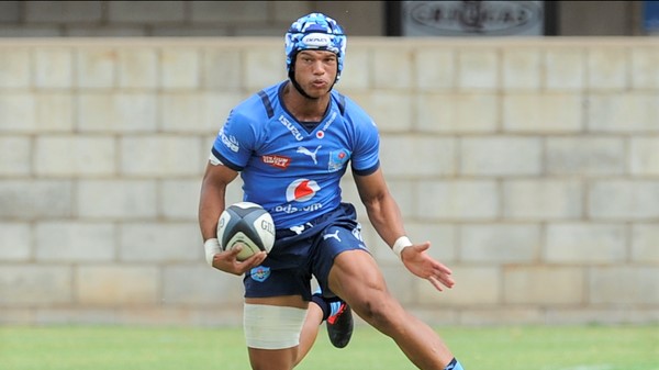 KIMBERLEY, SOUTH AFRICA - MARCH 05: Kurt-Lee Arendse of the Vodacom Bulls during the Carling Currie Cup match between Tafel Lager Griquas and Vodacom Bulls at Tafel Lager Park on March 05, 2022 in Kimberley, South Africa. (Photo by Charle Lombard/Gallo Images)