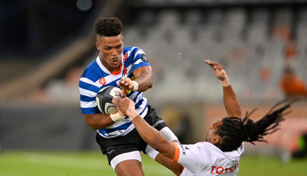 FONTEIN, SOUTH AFRICA - MARCH 16: Angelo Davids of the DHL Western Province during the Carling Currie Cup match between Toyota Cheetahs and DHL Western Province at Toyota Stadium on March 16, 2022 in Bloemfontein, South Africa.