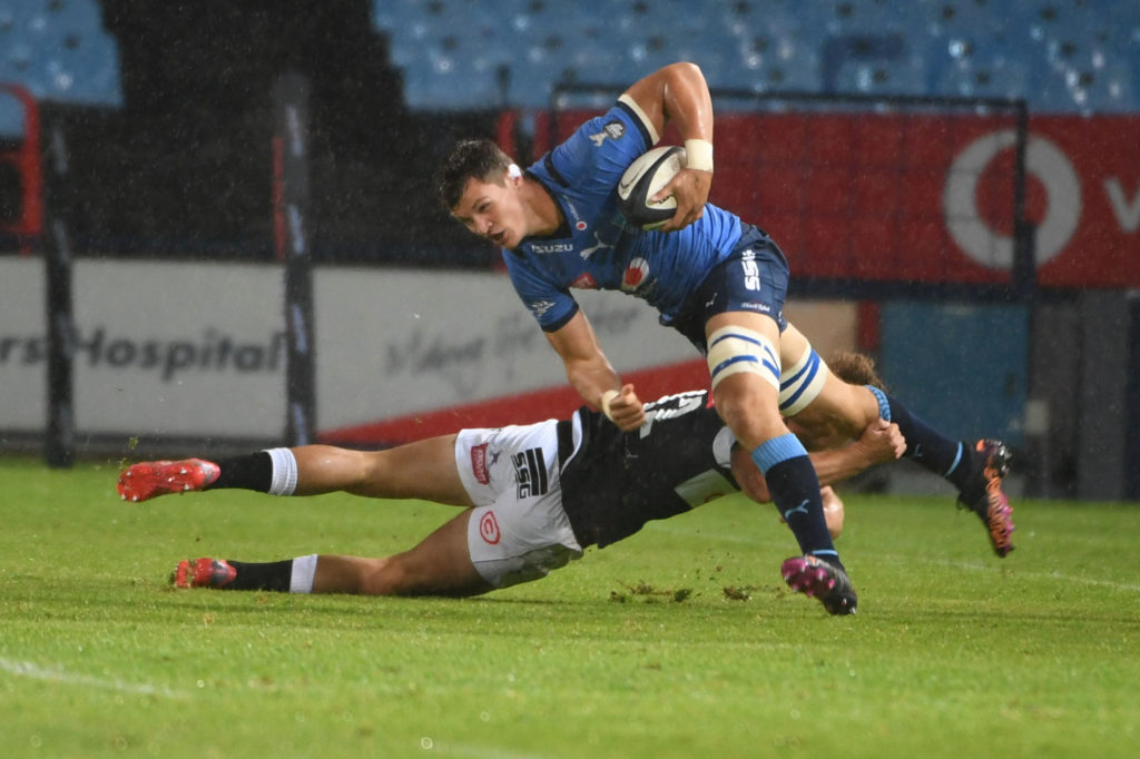 PRETORIA, SOUTH AFRICA - MARCH 16: Elrigh Louw of the Bulls during the Carling Currie Cup match between Vodacom Bulls and Cell C Sharks at Loftus Versfeld on March 16, 2022 in Pretoria, South Africa.