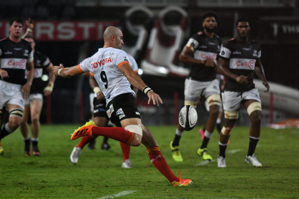DURBAN, SOUTH AFRICA - MARCH 23: Ruan Pienaar of the Toyota Cheetahs during the Carling Currie Cup match between Cell C Sharks and Toyota Cheetahs at Hollywoodbets Kings Park on March 23, 2022 in Durban, South Africa. (Photo by Darren Stewart/Gallo Images)