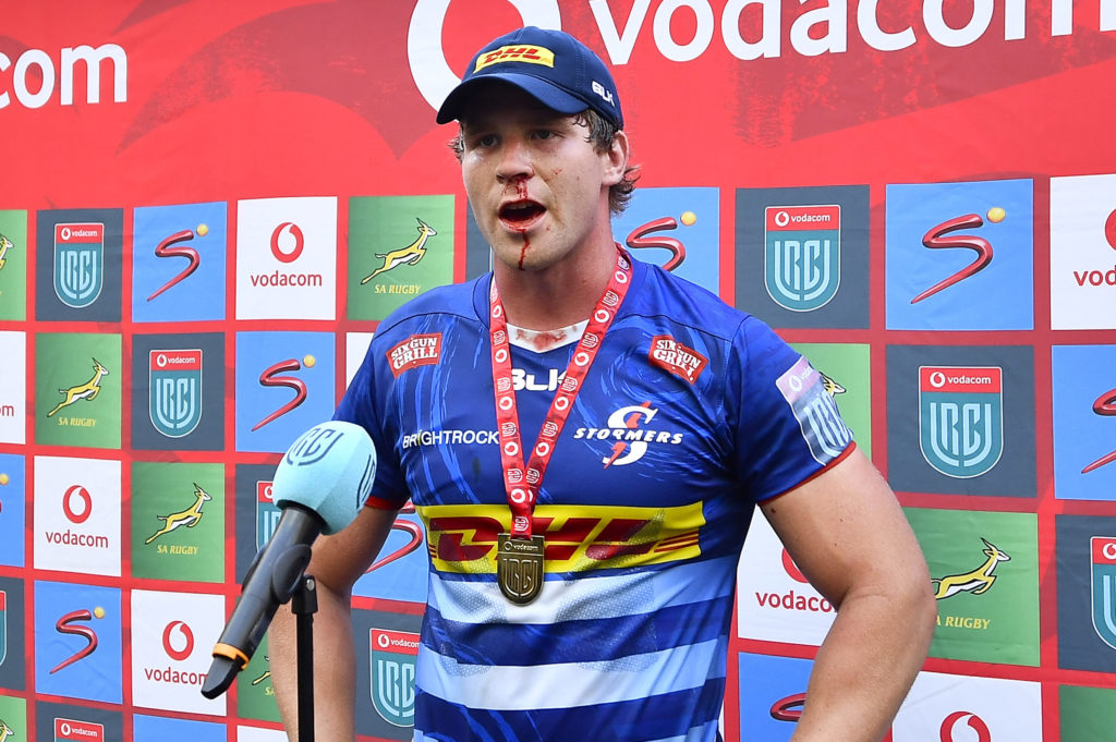 CAPE TOWN, SOUTH AFRICA - MARCH 26: Evan Roos of the Stormers during the United Rugby Championship match between DHL Stormers and Ulster at DHL Stadium on March 26, 2022 in Cape Town, South Africa.