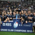 France celebrate with the RBS 6 Nations Trophy in 2010