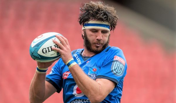 JOHANNESBURG, SOUTH AFRICA - JANUARY 29: Ruan Nortje of the Vodacom Blue Bulls in action during the United Rugby Championship match between Emirates Lions and Vodacom Bulls at Emirates Airline Park on January 29, 2022 in Johannesburg, South Africa. (Photo by Anton Geyser/Gallo Images)