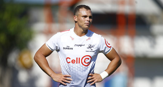 DURBAN, SOUTH AFRICA - MARCH 28: Curwin Bosch of the Cell C Sharks during the Cell C Sharks training session at Hollywoodbets Kings Park on March 28, 2022 in Durban, South Africa. (Photo by Steve Haag/Gallo Images)