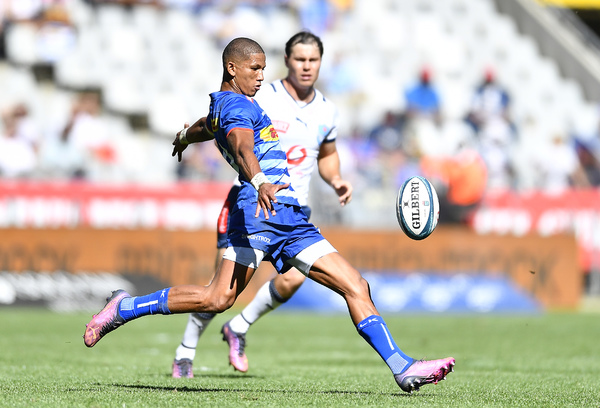 CAPE TOWN, SOUTH AFRICA - APRIL 09: Manie Libbok of the Stormers during the United Rugby Championship match between DHL Stormers and Vodacom Bulls at DHL Stadium on April 09, 2022 in Cape Town, South Africa. (Photo by Ashley Vlotman/Gallo Images)