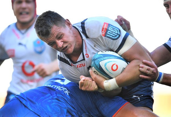 CAPE TOWN, SOUTH AFRICA - APRIL 09: Elrigh Louw of the Bulls during the United Rugby Championship match between DHL Stormers and Vodacom Bulls at DHL Stadium on April 09, 2022 in Cape Town, South Africa. (Photo by Ashley Vlotman/Gallo Images)