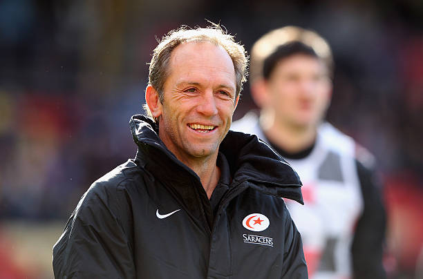 WATFORD, ENGLAND - FEBRUARY 19: Brendan Venter, the Saracens techical director looks on during the Aviva Premiership match between Saracens and Leicester Tigers at Vicarage Road on February 19, 2012 in Watford, England.