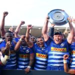 Steven Kitshoff and the Stormers celebrate winning the South African shield