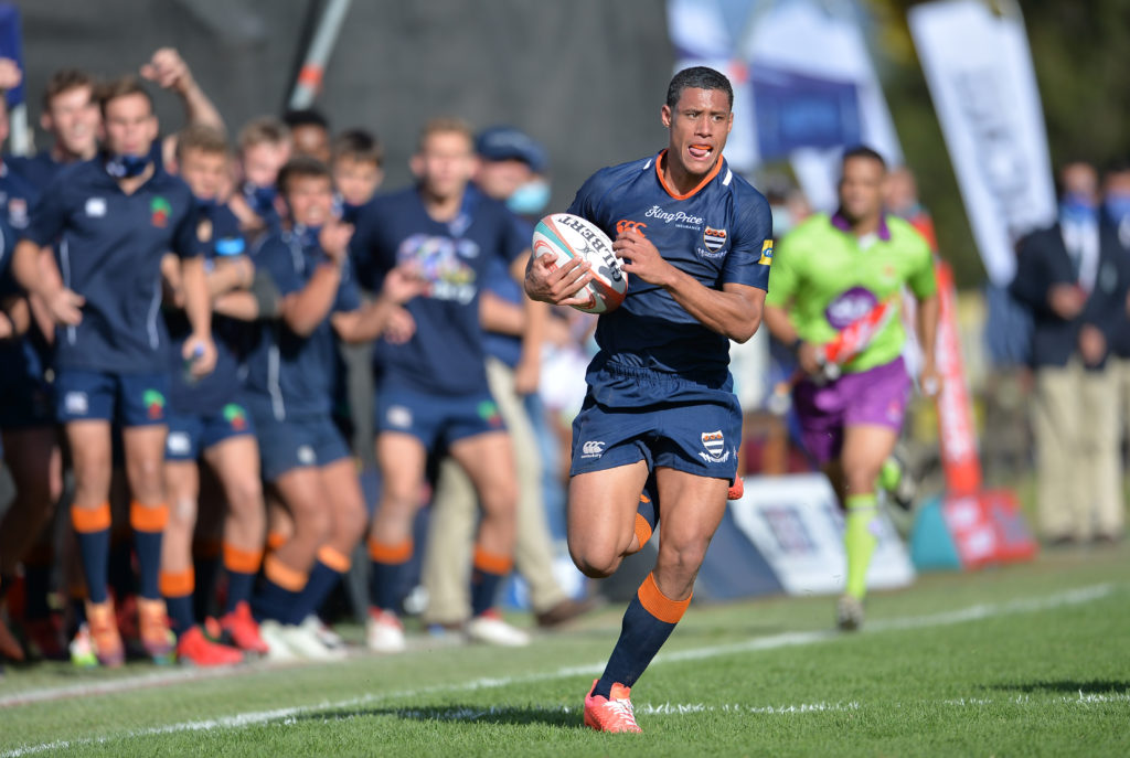 PAARL, SOUTH AFRICA - MAY 08: Caleb Abrahams of Grey College during the Supa Quick Premier Interschools match between Paarl Boys High and Grey College at Brug Street Stadium on May 08, 2021 in Paarl, South Africa.