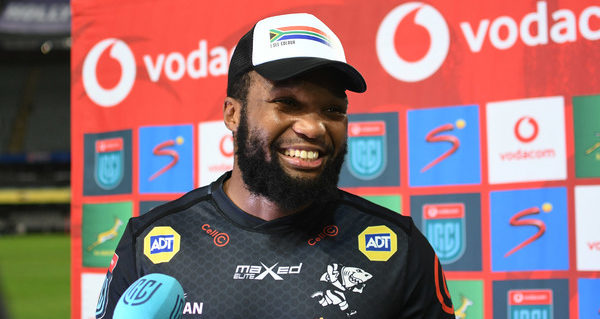 DURBAN, SOUTH AFRICA - DECEMBER 04: Lukhanyo Am, captain of the Cell C Sharks during the United Rugby Championship match between Cell C Sharks and Vodacom Bulls at Jonsson Kings Park on December 04, 2021 in Durban, South Africa. (Photo by Darren Stewart/Gallo Images)