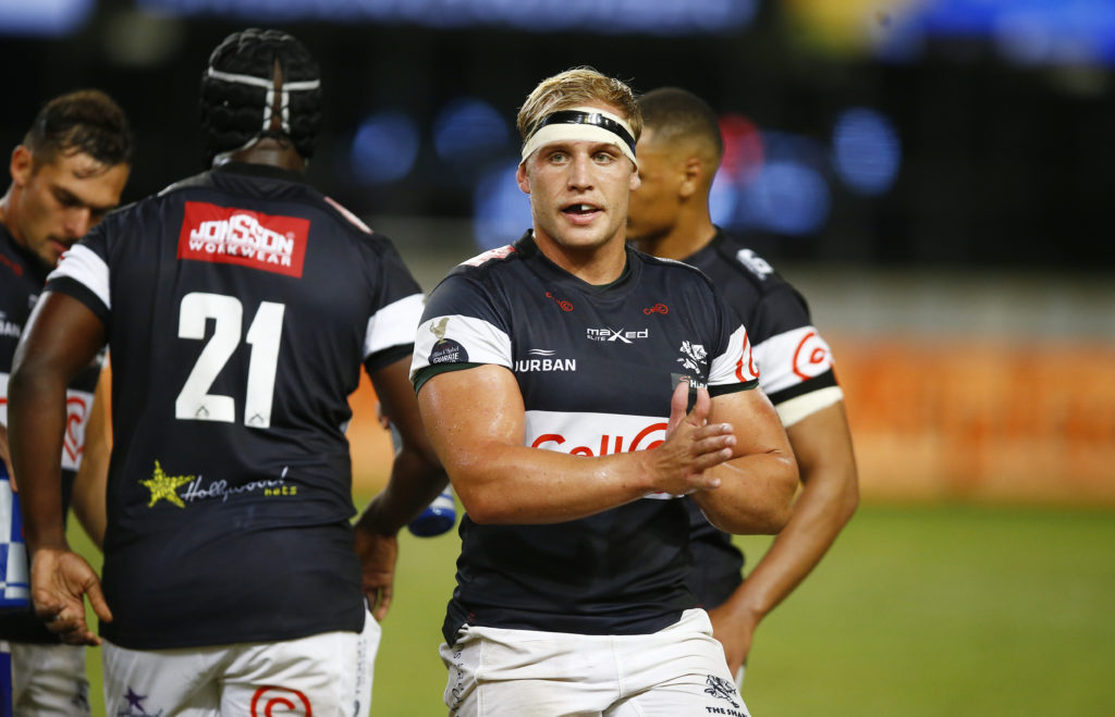 DURBAN, SOUTH AFRICA - MAY 06: Dylan Richardson of the Cell C Sharks during the Carling Currie Cup match between Cell C Sharks and Airlink Pumas at Hollywoodbets Kings Park on May 06, 2022 in Durban, South Africa.