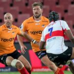 JOHANNESBURG, SOUTH AFRICA - MAY 06: Ruan Pienaar (c) of the Free State Cheetahs on a break out during the Carling Currie Cup match between Sigma Lions and Toyota Cheetahs at Emirates Airlines Park on May 06, 2022 in Johannesburg, South Africa. (Photo by Gordon Arons/Gallo Images)