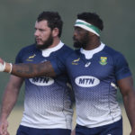 Marcell Coetzee and Siya Kolisi during the Springboks Training at St Stithians College in Johannesburg on the 28 June 2022 © Sydney Mahlangu/BackpagePix