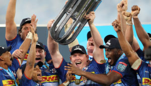 Stormers celebrate winning the Vodacom United Rugby Championship during the United Rugby Championship 2021/22 Grand Final between Stormers and Bulls held at Cape Town Stadium in Cape Town, South Africa on 18 June 2022 ©Shaun Roy/BackpagePix