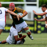 Under-20 Six Nations Summer Series Round 1 Pool A, Payanini Center, Verona, Italy 24/6/2022 England vs South Africa South Africa's Ruan Venter comes up against Fin Smith of England