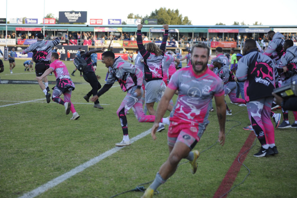 Airlink Pumas celebrating their victory during the Carling Currie Cup 2022 Final between the Griquas and Pumas held at Windhoek Draught Park in Kimberley on 25 June 2022