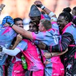 BLOEMFONTEIN, SOUTH AFRICA - JUNE 18: Pumas celebrating during the Carling Currie Cup semi-final match between Toyota Cheetahs and Airlink Pumas at Toyota Stadium on June 18, 2022 in Bloemfontein, South Africa. (Photo by Johan Pretorius/Gallo Images)