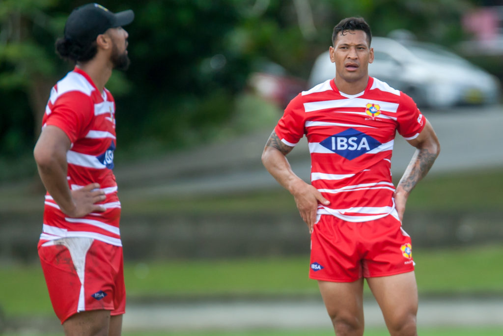 Israel Folau during training with Tonga Photo by Pita Simpson/Getty Images