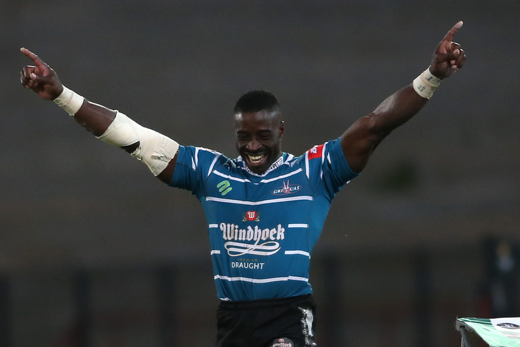 Rugby - Carling Currie Cup 2022 - Western Province v Griquas - Danie Craven Stadium - Stellenbosch Luther Obi of Griquas celebrates as Griquas beat Western Province 41-43 during the Carling Currie Cup 2022 match between the Western Province and Griquas held at Danie Craven Stadium in Stellenbosch on 3 June 2022