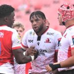 JOHANNESBURG, SOUTH AFRICA - APRIL 30: Vincent Tshituka and Emmanuel Tshituka of the Lions during the United Rugby Championship match between Emirates Lions and Benetton at Emirates Airline Park on April 30, 2022 in Johannesburg, South Africa. (Photo by Sydney Seshibedi/Gallo Images)