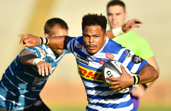 STELLENBOSCH, SOUTH AFRICA - JUNE 03: Juan de Jongh of WP and George Whitehead of Griquas during the Carling Currie Cup match between DHL Western Province and Windhoek Draught Griquas at Danie Craven Stadium on June 03, 2022 in Stellenbosch, South Africa. (Photo by Ashley Vlotman/Gallo Images)