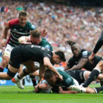 Leicester Tiger's Jasper Wiese (centre) scores a try during the Gallagher Premiership Final at Twickenham Stadium, London. Picture date: Saturday June 18, 2022.