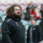 LEICESTER, ENGLAND - DECEMBER 05: Harlequins' Scrum Coach Adam Jones during the Gallagher Premiership Rugby match between Leicester Tigers and Harlequins at Mattioli Woods Welford Road Stadium on December 5, 2021 in Leicester, England.