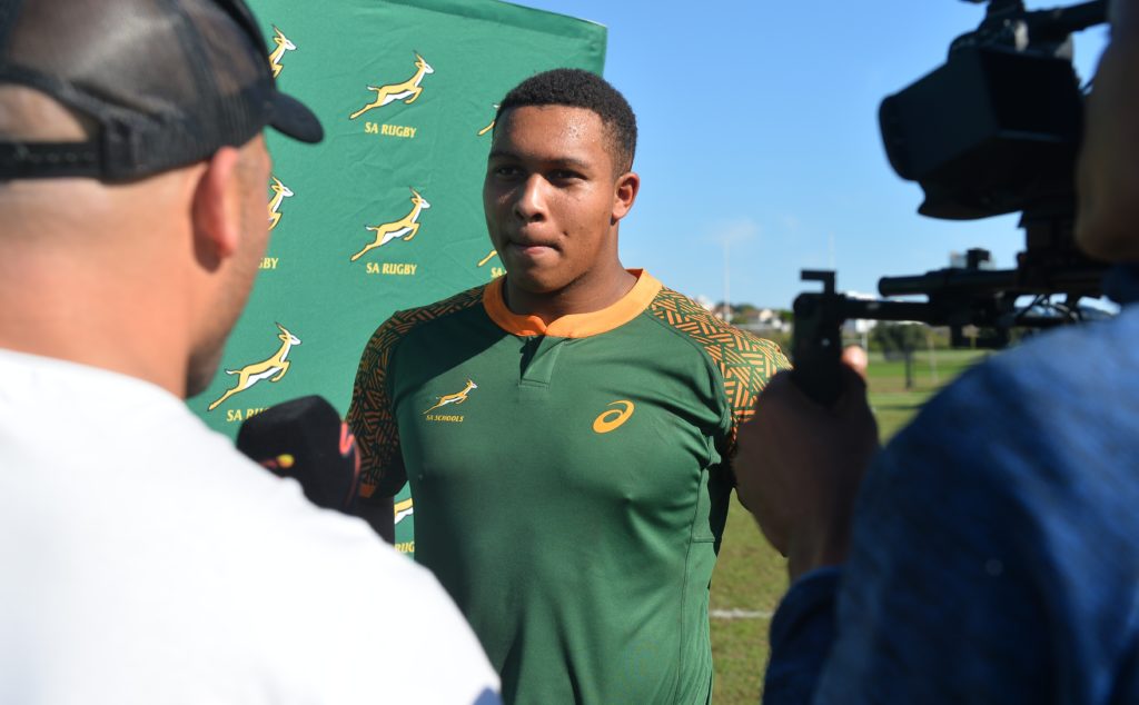 CAPE TOWN, SOUTH AFRICA - JULY 16: Zachary Porthen (DHL Western Province) of SA Schools during the U18 International Series match between SA Schools and SA Schools A at Hamilton Rugby Club on July 16, 2022 in Cape Town, South Africa.
