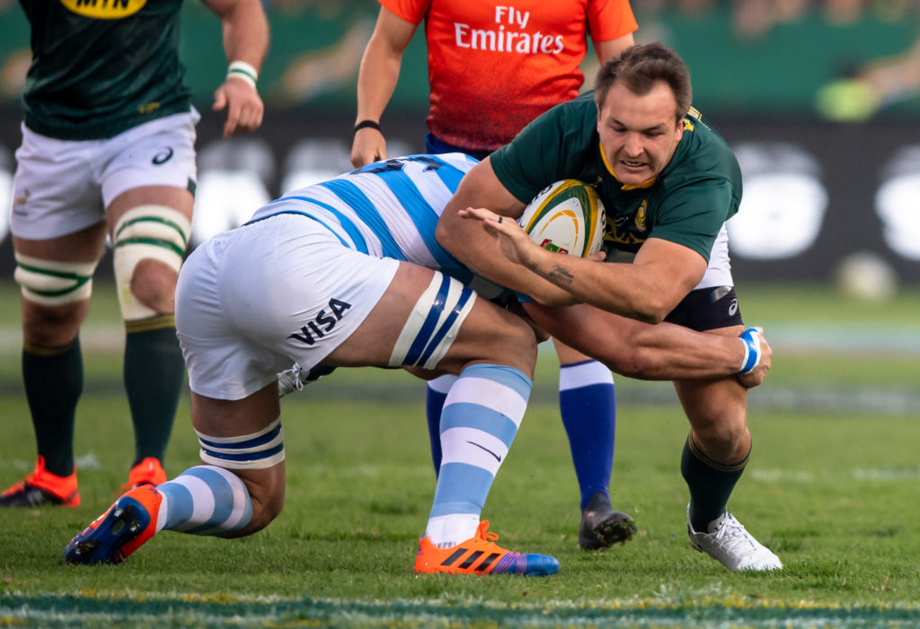 PRETORIA, SOUTH AFRICA - AUGUST 17: Andre Esterhuizen of South Africa on attack during the Farewell Test match between South Africa and Argentina at Loftus Versfeld on August 17, 2019 in Pretoria, South Africa.