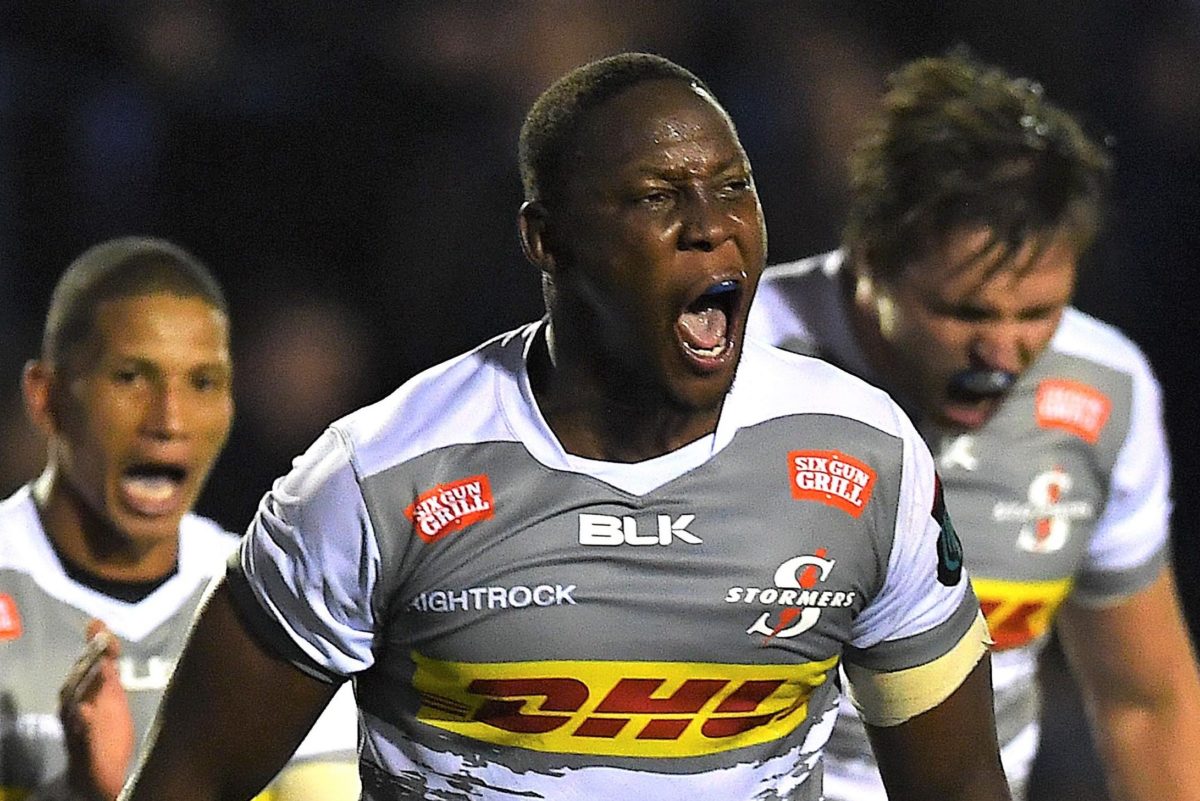 Mandatory Credit: Photo by Chris Fairweather/Huw Evans/Shutterstock/BackpagePix (13483204av) Nama Xaba of Stormers celebrates a turn over. Cardiff Rugby v DHL Stormers, United Rugby Championship, Cardiff Arms Park, Wales, UK - 22 Oct 2022