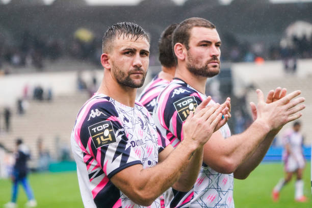 Jeremy WARD of Stade Francais and Romain BRIATTE of Stade Francais after the Top 14 match between Union Bordeaux-Begles and Stade Francais at Jacques Chaban-Delmas on October 1, 2022 in Bordeaux, France.