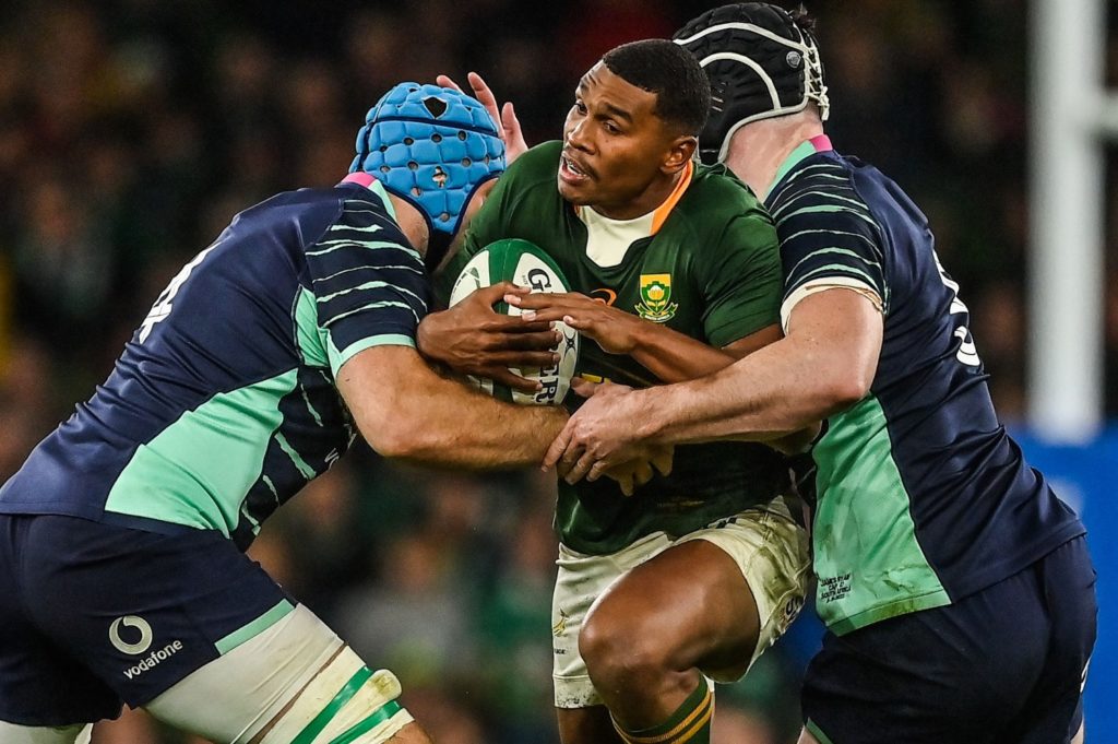 Damian Willemse in action against ireland