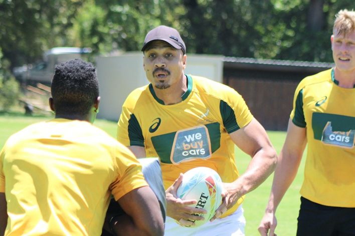 Travis Ismaiel training with SA sevens squad in Stellenbosch