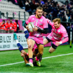 Jeremy WARD of Stade Francais Paris and James HALL of Stade Francais Paris during the Scores Challenge Cup match between Stade Francais and Benetton at Stade Jean Bouin on December 9, 2022 in Paris, France.
