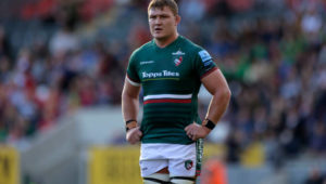 LEICESTER, ENGLAND - OCTOBER 08: Jasper Wiese of Leicester Tigers looks on during the Gallagher Premiership Rugby match between Leicester Tigers and Sale Sharks at Mattioli Woods Welford Road Stadium on October 08, 2022 in Leicester, England.