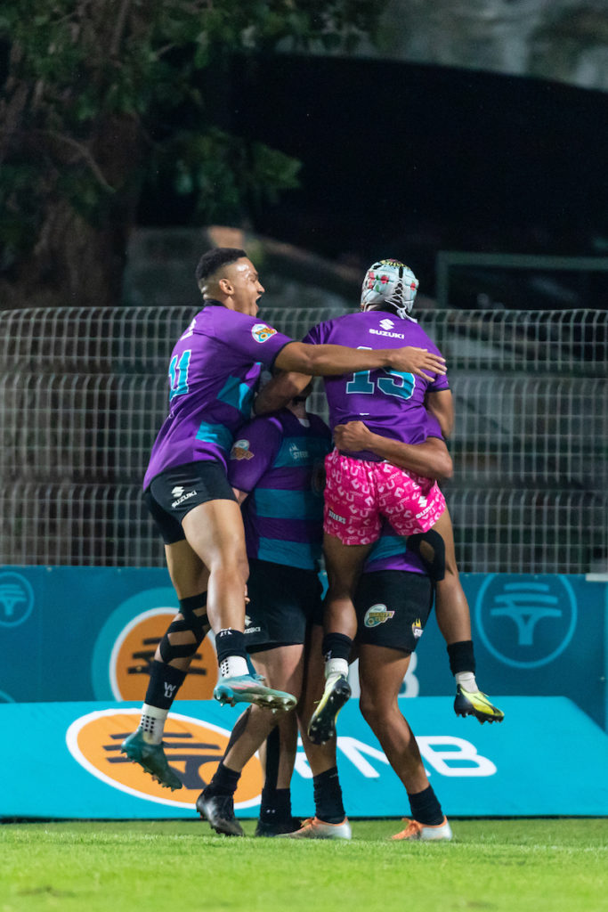 NWU Celebrating during the Varsity Cup match between tne NWU and CUT at the Fanie Du Toit Sports grounds in Potchefstroom on the 20th of March 2023