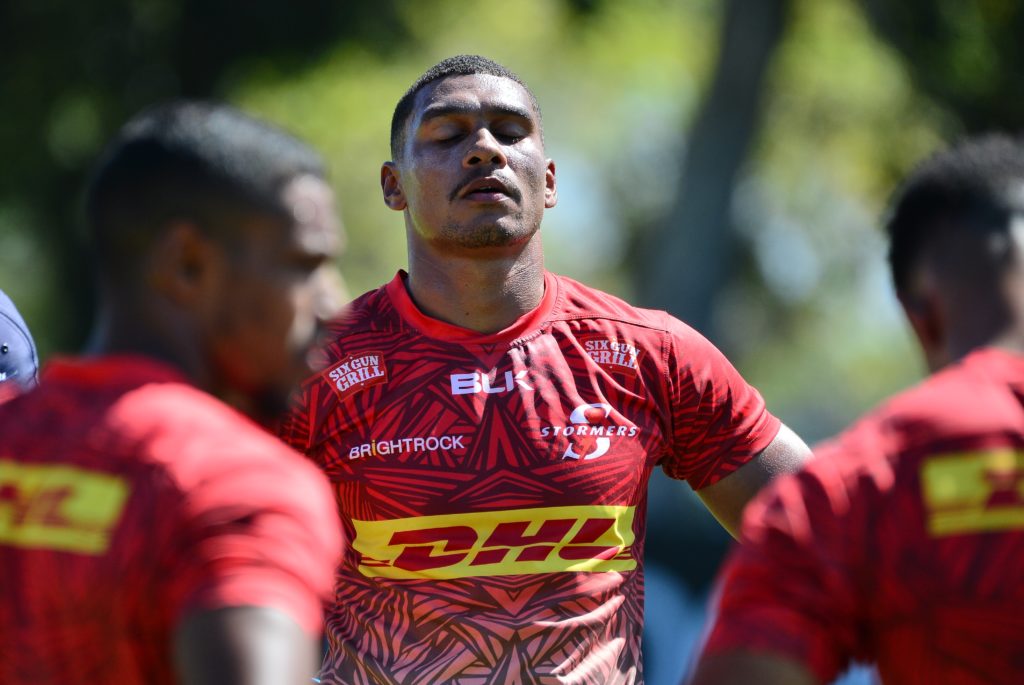 CAPE TOWN, SOUTH AFRICA - MARCH 13: Damian Willemse during the DHL Western Province training session at High Performance Centre on March 13, 2023 in Cape Town, South Africa.