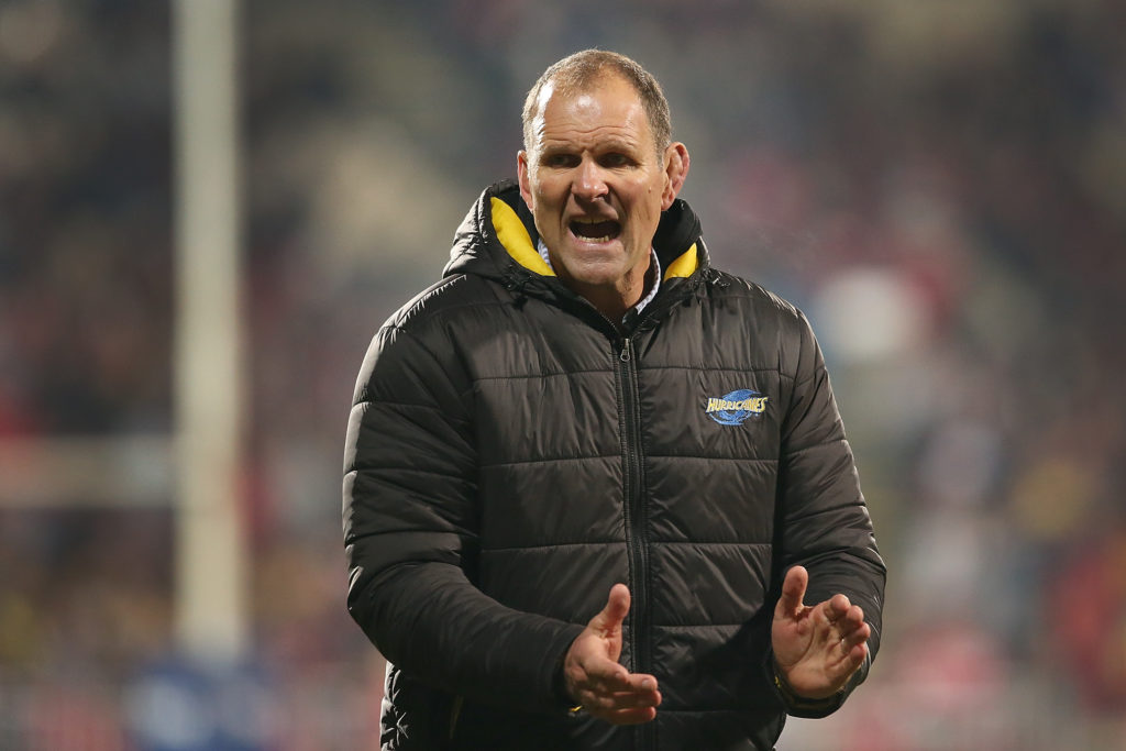 John Plumtree, Hurricanes assistant coach. Super Rugby match, Crusaders v Hurricanes at AMI Stadium, Christchurch, New Zealand. 13 May 2017