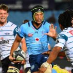 PRETORIA, SOUTH AFRICA - APRIL 07: Kurt-Lee Arendse of the Vodacom Bulls fends of Rosko Specman of the Griquas during the Currie Cup, Premier Division match between Vodacom Bulls and Windhoek Draught Griquas at Loftus Versfeld on April 07, 2023 in Pretoria, South Africa. (Photo by Gallo Images)