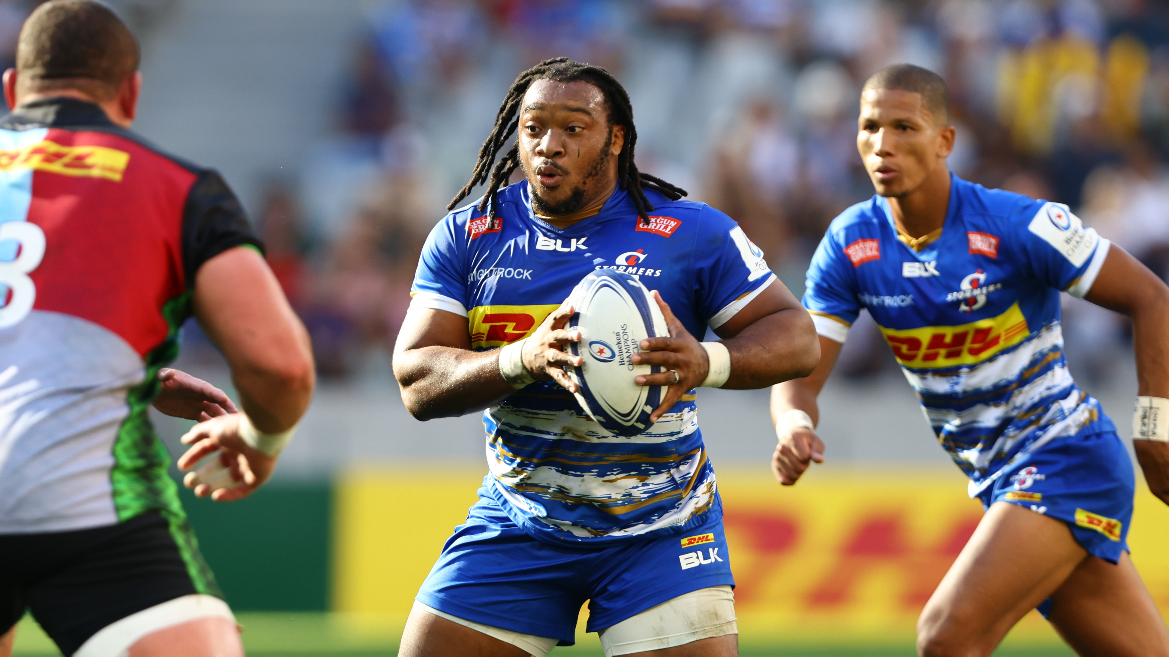 CAPE TOWN, SOUTH AFRICA - APRIL 01: Joseph Dweba of the DHL Stormers during the Heineken Champions Cup, round of 16 match between DHL Stormers and Harlequins at DHL Stadium on April 01, 2023 in Cape Town, South Africa. (Photo by EJ Langner/Gallo Images)
