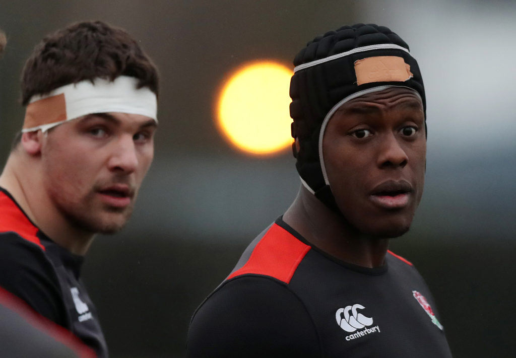 Rugby Union - England Training - Latymer Upper School Playing Fields, London, Britain - February 13, 2018 England's Maro Itoje and Charlie Ewels during training