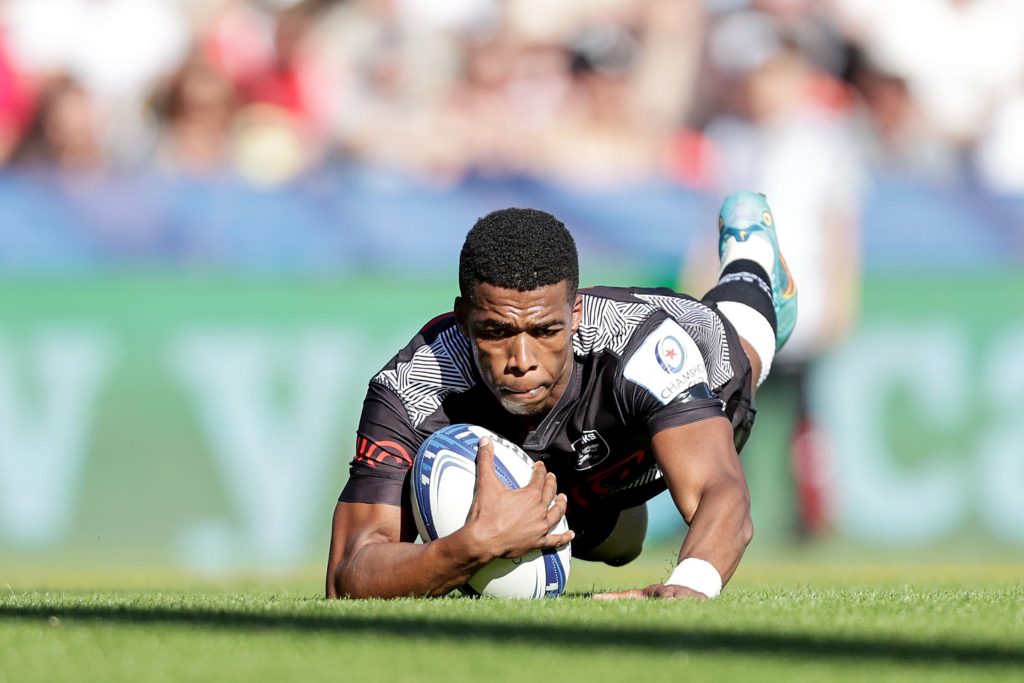 (13863393db) Toulouse vs Cell C Sharks. Cell C Sharks' Grant Williams scores a try that was later disallowed Heineken Champions Cup Quarter-Final, Stade Ernest Wallon, Toulouse, France 8/4//2023 - 08 Apr 2023